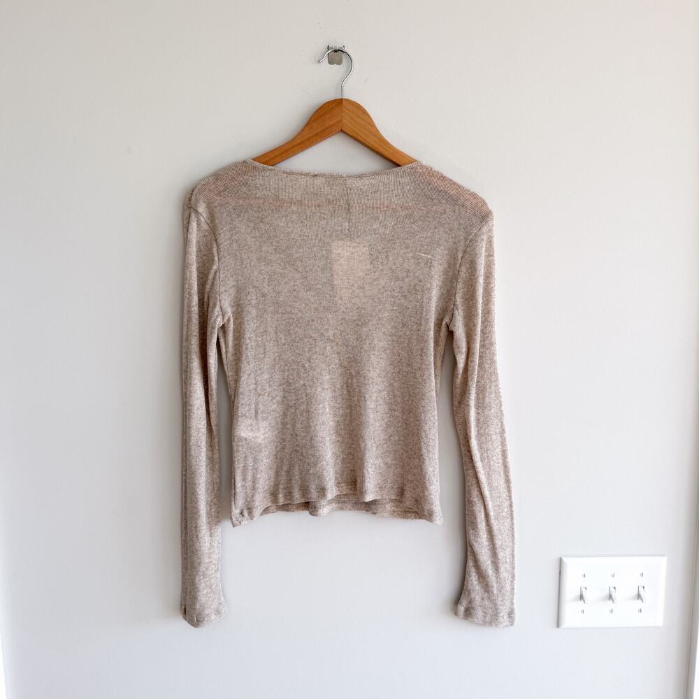 Zara Ribbed Knit Cropped Casual Button Front Cardigan Brown M NWT - Picture 10 of 10